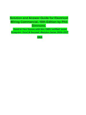 Preview of Solution and Answer Guide for Electrical  Wiring Commercial, 18th Edition by Phil  Simmons