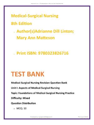 Preview image for Medical-Surgical Nursing  8th Edition    Author(s)Adrianne Dill Linton;  Mary Ann Matteson