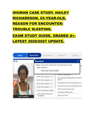 Preview of IHUMAN CASE STUDY. HAILEY  RICHARDSON, 65-YEAR-OLD,  REASON FOR ENCOUNTER:  TROUBLE SLEEPI