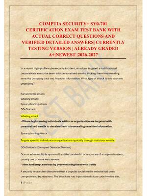 Preview of COMPTIA SECURITY+ SY0-701 CERTIFICATION EXAM TEST BANK