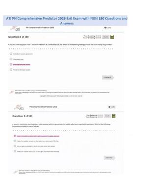 Preview of Legit ATI PN Comprehensive Predictor 2026 Exit Exam Containing NGN and All 180 Questions a