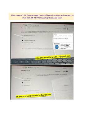 Preview of ATI RN Pharmacology 2026 Actual Proctored Exam Featuring All Complete NGN 70 Screenshot Qu