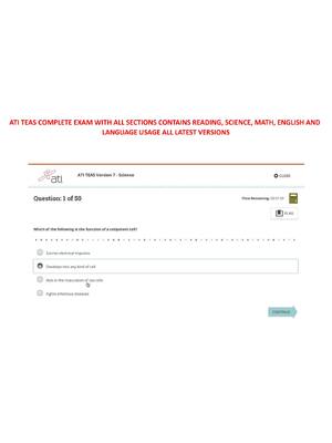 Preview of ATI TEAS 2026 Complete Exam Package Featuring All Sections, Latest Versions, Questions and