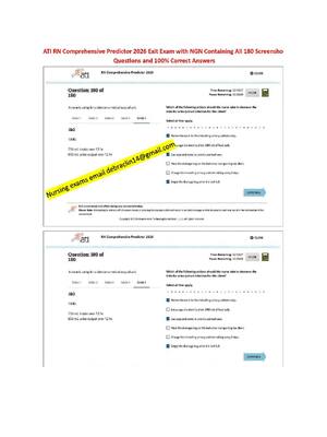 Preview of RN Exit ATI CMS Comprehensive Predictor Level 3 2026 Exit Assessment with NGN 180 Updated