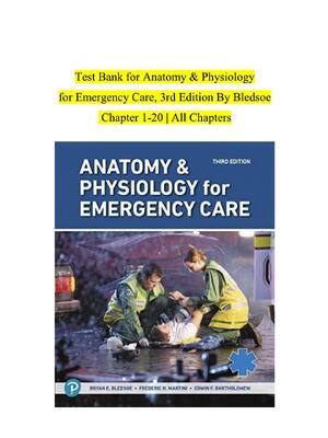 Preview of Test Bank For Anatomy Physiology for Emergency Care 3rd Edition By Bryan Bledsoe | All cha