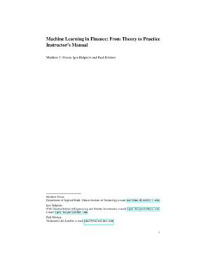 Preview of Solution Manual for Machine Learning in Finance: From Theory to Practice 1st Edition by Ma