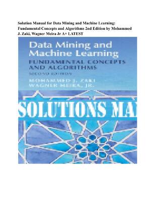 Preview of Solution Manual for Data Mining and Machine Learning: Fundamental Concepts and Algorithms