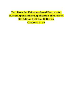 Preview of Test Bank For Evidence-Based Practice for  Nurses: Appraisal and Application of Research