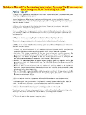 Preview of Solutions Manual For Accounting Information Systems The Crossroads of Accounting and IT 2n
