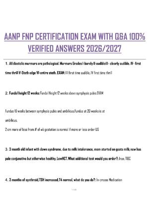 Preview of AANP FNP Certification Exam Practice Questions with Verified Answers