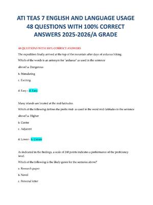 Preview of ATI TEAS 7 English and Language Usage – 48 Practice Questions with 100% Correct Answers (2025–2026, Grade A)