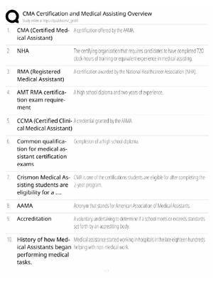 Preview of CMA Certification / Medical Assisting / 2026 Update / Score 100% / Exam Prep Study Guide
