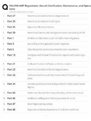 Preview of FAA FAR-AMT / Certification Maintenance Operations / 2026 Update / Score 100% / Exam Prep