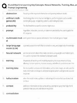 Preview of AI & ML Key Concepts / Neural Networks & Prompt Engineering / 2026 Update / Score 100% / E