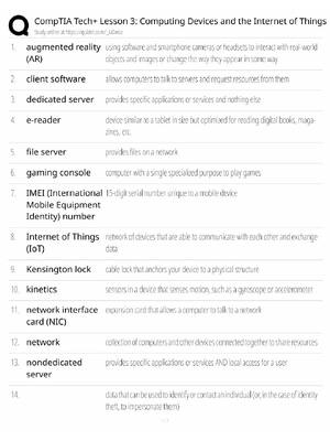 Preview of CompTIA Tech+ / Computing Devices & IoT / 2026 Update / Score 100% / Exam Prep Study Guide