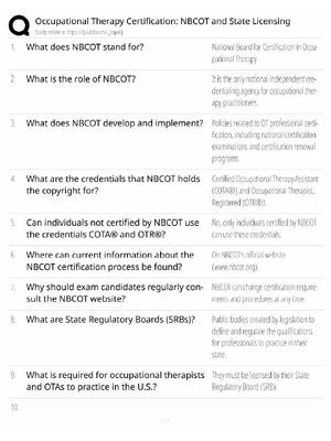 Preview of NBCOT Certification / State Licensing / 2026 Update / Score 100% / Exam Prep Study Guide