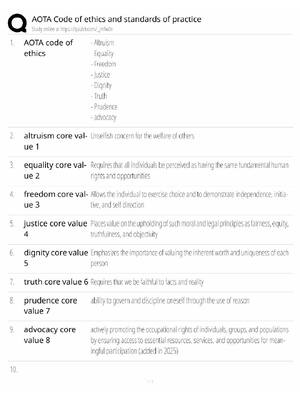 Preview of AOTA Code of Ethics / Standards of Practice / 2026 Update / Score 100% / Exam Prep Study G