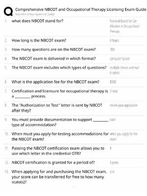 Preview of NBCOT OTR COTA / Licensing Exam Guide / 2026 Update / Score 100% / Exam Prep Study Guide