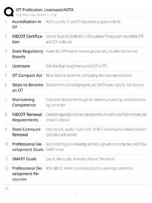 Preview of OT Licensure & AOTA / Certification Guide / 2026 Update / Score 100% / Exam Prep Study Gui