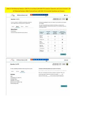 Preview of Pass ATI RN Maternal Newborn 2026 OB Proctored Exam with All Complete NGN 70 Full Screensh