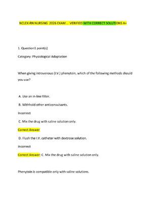 Preview of NCLEX-RN NURSING  2026 EXAM ..  VERIFIED WITH CORRECT SOLUTIONS A+