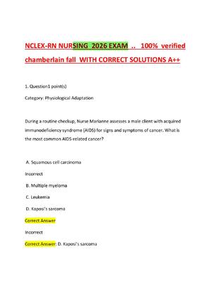 Preview of NCLEX-RN NURSING  2026 EXAM  ..   100%  verified  chamberlain fall  WITH CORRECT SOLUTIONS