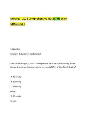 Preview of Nursing    2026 Comprehensive NCLEX-RN exam GRADED A +