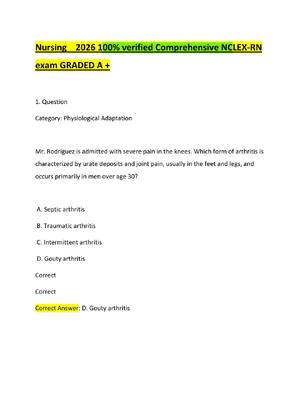 Preview of Nursing    2026 100% verified Comprehensive NCLEX-RN exam GRADED A +