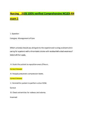 Preview of Nursing    2026 100% verified Comprehensive NCLEX-RN exam 1