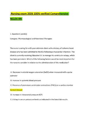 Preview of Nursing exam 2026 100% verified Comprehensive NCLEX-RN
