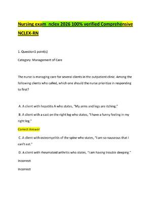 Preview of Nursing exam  nclex 2026 100% verified Comprehensive NCLEX-RN