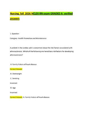 Preview of Nursing  fall  2026 NCLEX-RN exam GRADED A  verified answers