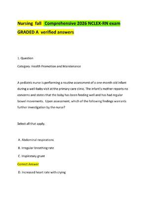 Preview of Nursing  fall   Comprehensive 2026 NCLEX-RN exam GRADED A  verified answers