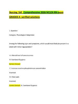Preview of Nursing  fall   Comprehensive 2026 NCLEX-RN exam GRADED A  verified solutions