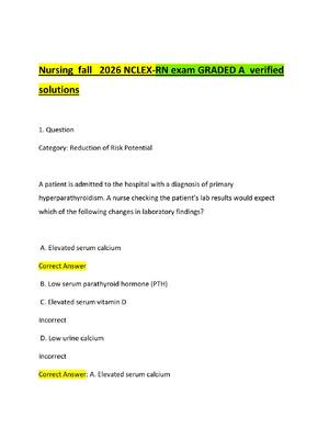 Preview of Nursing  fall   2026 NCLEX-RN exam GRADED A  verified solutions