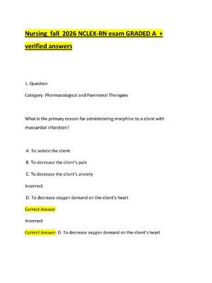 Preview of Nursing  fall  2026 NCLEX-RN exam GRADED A  +  verified answers
