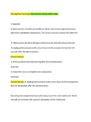 Preview of Nursing Pharmacology Eyes and Ears Drugs 2026  Exam