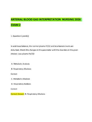 Preview of ARTERIAL BLOOD GAS INTERPRETATION  NURSING 2026  EXAM 2