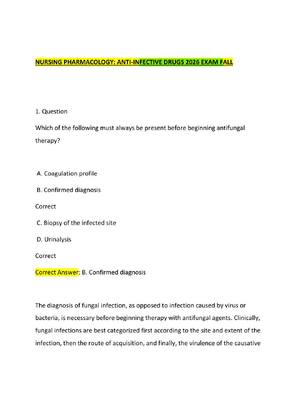 Preview of Nursing Pharmacology Anti-infective Drugs 2026 Exam fall