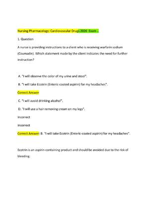 Preview of Nursing Pharmacology  Cardiovascular Drugs 2026  Exam ...