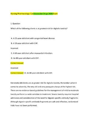 Preview of Nursing Pharmacology Cardiovascular Drugs 2026 Exam