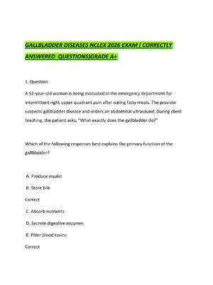 Preview of GALLBLADDER DISEASES NCLEX 2026 EXAM
