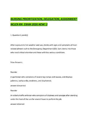 Preview of NURSING PRIORITIZATION, DELEGATION, ASSIGNMENT NCLEX-RN  EXAM 2026 NEW! 3