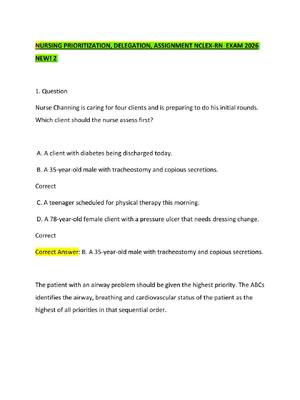 Preview of NURSING PRIORITIZATION, DELEGATION, ASSIGNMENT NCLEX-RN  EXAM 2026 NEW! 22