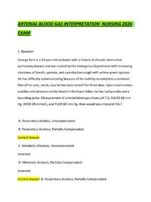 Preview of ARTERIAL BLOOD GAS INTERPRETATION  NURSING 2026  EXAM