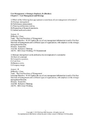 Preview of Test Bank For Cost Management: A Strategic Emphasis 8th Edition by Edward J. Blocher, Davi