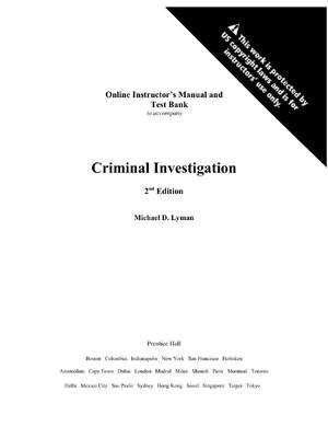 Preview of Online Instructor’s Manual and  Test Bank to accompany Criminal Investigation 2nd By Editi