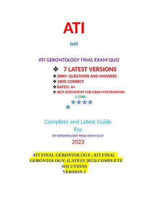 Preview of ATI GERONTOLOGY FINAL EXAM QUIZ   7 LATEST VERSIONS