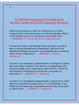 Preview of ATI PN Pharmacology Proctored Exam  Bundle    (Latest 2025/2026 Updated Versions)