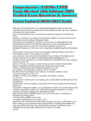 Preview of Comprehensive NAPSRx CNPR  Exam (Revised 18th Edition) 100%  Verified Exam Questions & Ans